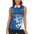 Personalised Cook Islands Va'a Race Women Sleeveless Polo Shirt Te Tatau Tattoos Sporty Style Light Blue Color - Polynesian Pride
