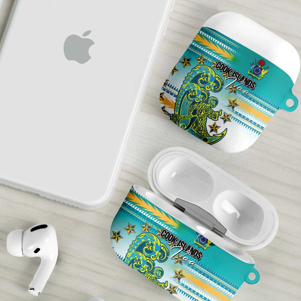 Cook Islands Va'a Race AirPods Case Te Tatau Tattoos Sporty Style Turquoise Color - Polynesian Pride