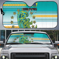 Cook Islands Va'a Race Auto Sun Shade Te Tatau Tattoos Sporty Style Turquoise Color - Polynesian Pride