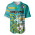 Personalised Cook Islands Va'a Race Baseball Jersey Te Tatau Tattoos Sporty Style Turquoise Color - Polynesian Pride