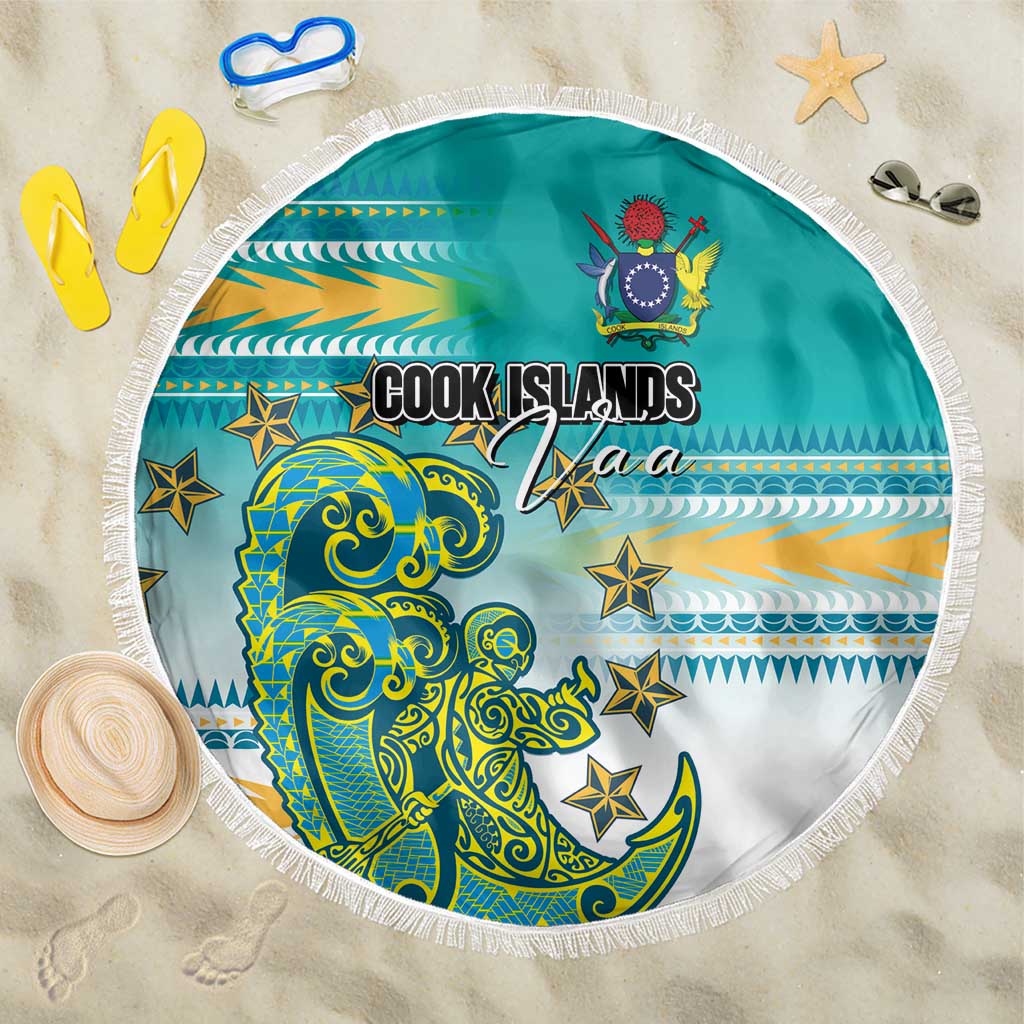 Cook Islands Va'a Race Beach Blanket Te Tatau Tattoos Sporty Style Turquoise Color - Polynesian Pride