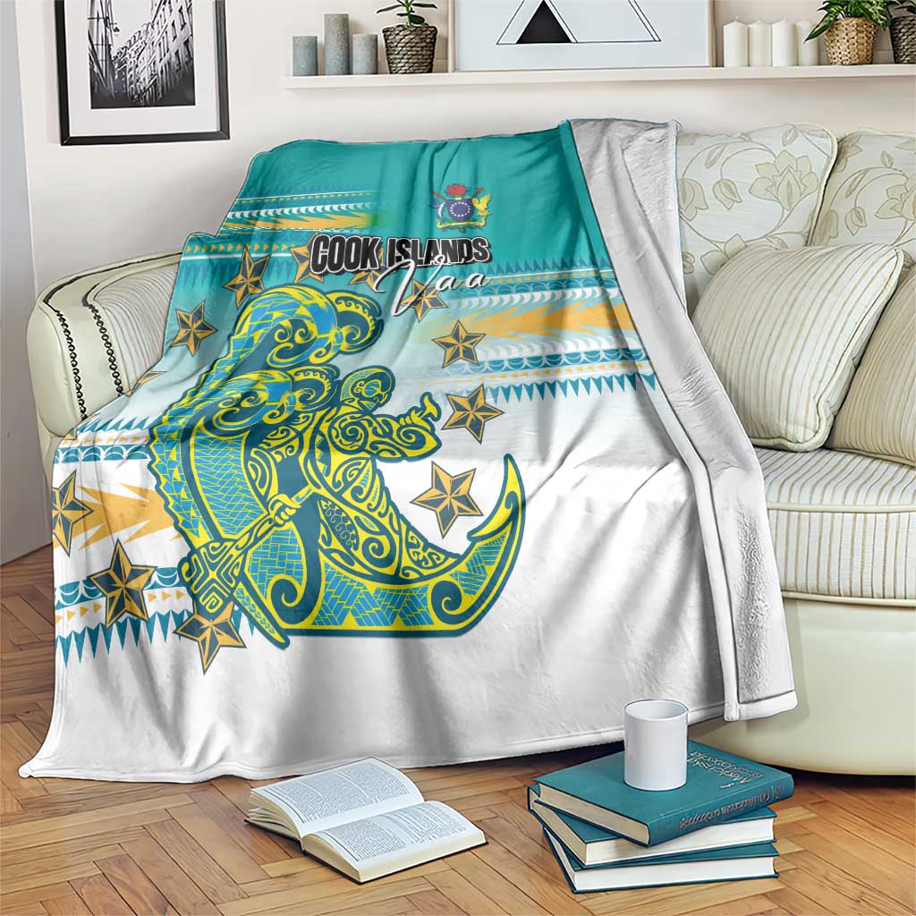 Cook Islands Va'a Race Blanket Te Tatau Tattoos Sporty Style Turquoise Color - Polynesian Pride