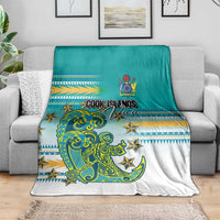 Cook Islands Va'a Race Blanket Te Tatau Tattoos Sporty Style Turquoise Color - Polynesian Pride