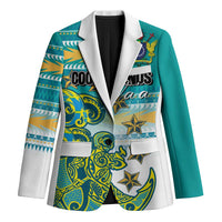 Personalised Cook Islands Va'a Race Blazer Te Tatau Tattoos Sporty Style Turquoise Color - Polynesian Pride