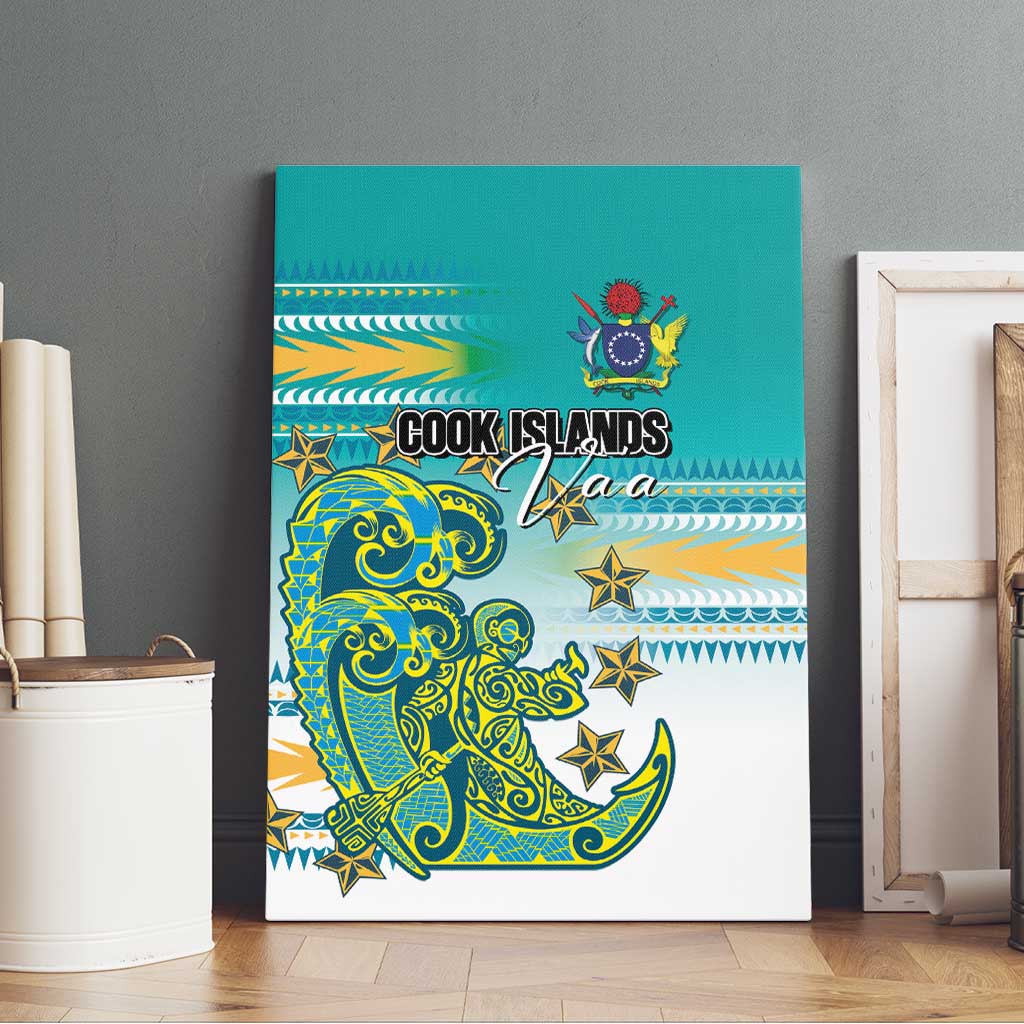 Cook Islands Va'a Race Canvas Wall Art Te Tatau Tattoos Sporty Style Turquoise Color - Polynesian Pride