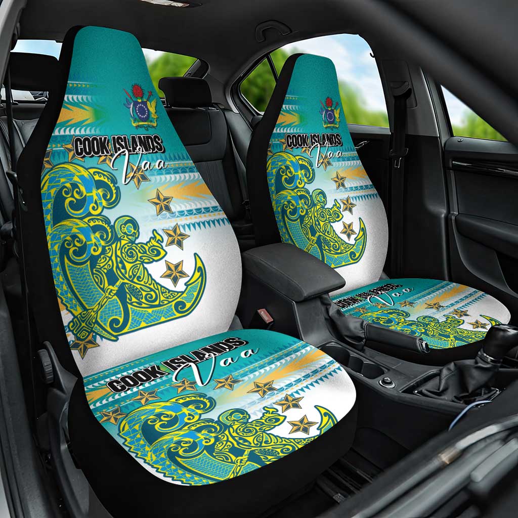 Cook Islands Va'a Race Car Seat Cover Te Tatau Tattoos Sporty Style Turquoise Color - Polynesian Pride
