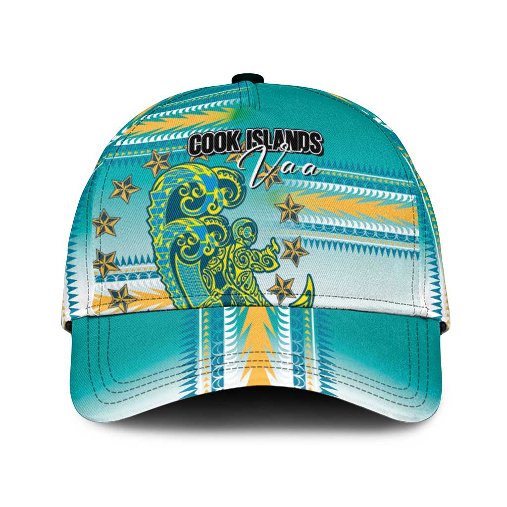 Cook Islands Va'a Race Classic Cap Te Tatau Tattoos Sporty Style Turquoise Color - Polynesian Pride