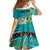 Personalised Cook Islands Va'a Race Family Matching Long Sleeve Bodycon Dress and Hawaiian Shirt Te Tatau Tattoos Sporty Style Turquoise Color - Polynesian Pride
