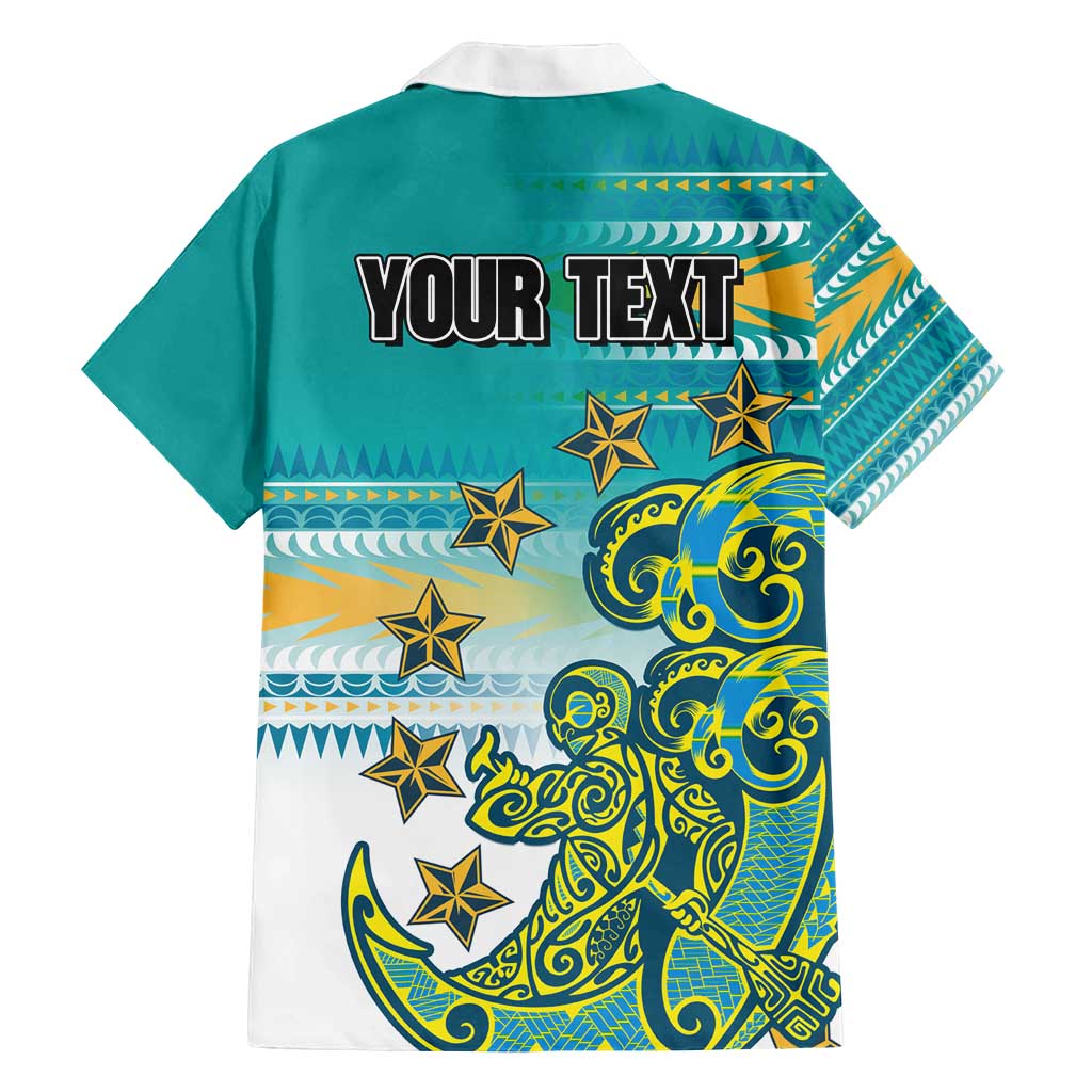 Personalised Cook Islands Va'a Race Family Matching Long Sleeve Bodycon Dress and Hawaiian Shirt Te Tatau Tattoos Sporty Style Turquoise Color - Polynesian Pride