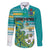 Personalised Cook Islands Va'a Race Family Matching Mermaid Dress and Hawaiian Shirt Te Tatau Tattoos Sporty Style Turquoise Color - Polynesian Pride