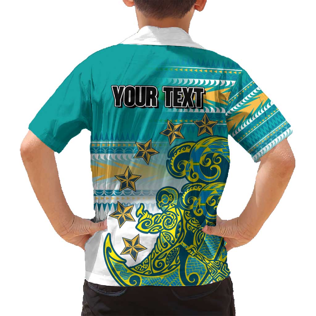 Personalised Cook Islands Va'a Race Family Matching Summer Maxi Dress and Hawaiian Shirt Te Tatau Tattoos Sporty Style Turquoise Color - Polynesian Pride