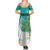 Personalised Cook Islands Va'a Race Family Matching Summer Maxi Dress and Hawaiian Shirt Te Tatau Tattoos Sporty Style Turquoise Color - Polynesian Pride