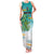 Personalised Cook Islands Va'a Race Family Matching Tank Maxi Dress and Hawaiian Shirt Te Tatau Tattoos Sporty Style Turquoise Color - Polynesian Pride
