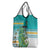 Cook Islands Va'a Race Grocery Bag Te Tatau Tattoos Sporty Style Turquoise Color - Polynesian Pride