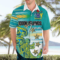 Personalised Cook Islands Va'a Race Hawaiian Shirt Te Tatau Tattoos Sporty Style Turquoise Color - Polynesian Pride