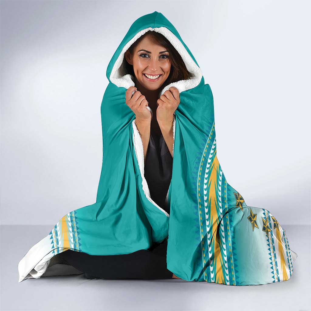 Cook Islands Va'a Race Hooded Blanket Te Tatau Tattoos Sporty Style Turquoise Color - Polynesian Pride