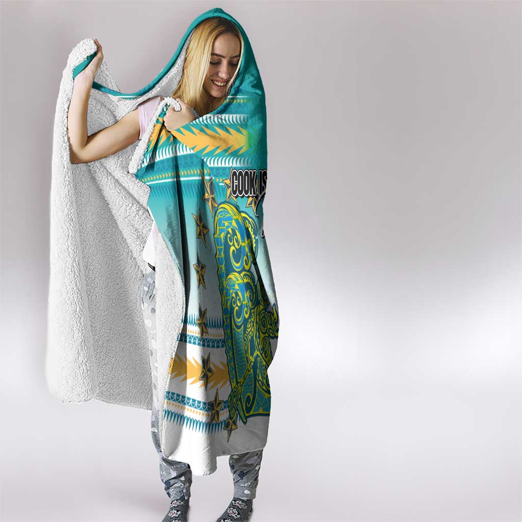 Cook Islands Va'a Race Hooded Blanket Te Tatau Tattoos Sporty Style Turquoise Color - Polynesian Pride