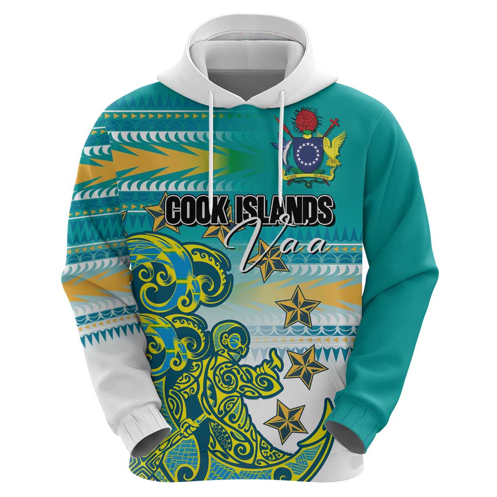 Personalised Cook Islands Va'a Race Hoodie Te Tatau Tattoos Sporty Style Turquoise Color - Polynesian Pride