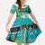 Personalised Cook Islands Va'a Race Kid Short Sleeve Dress Te Tatau Tattoos Sporty Style Turquoise Color - Polynesian Pride