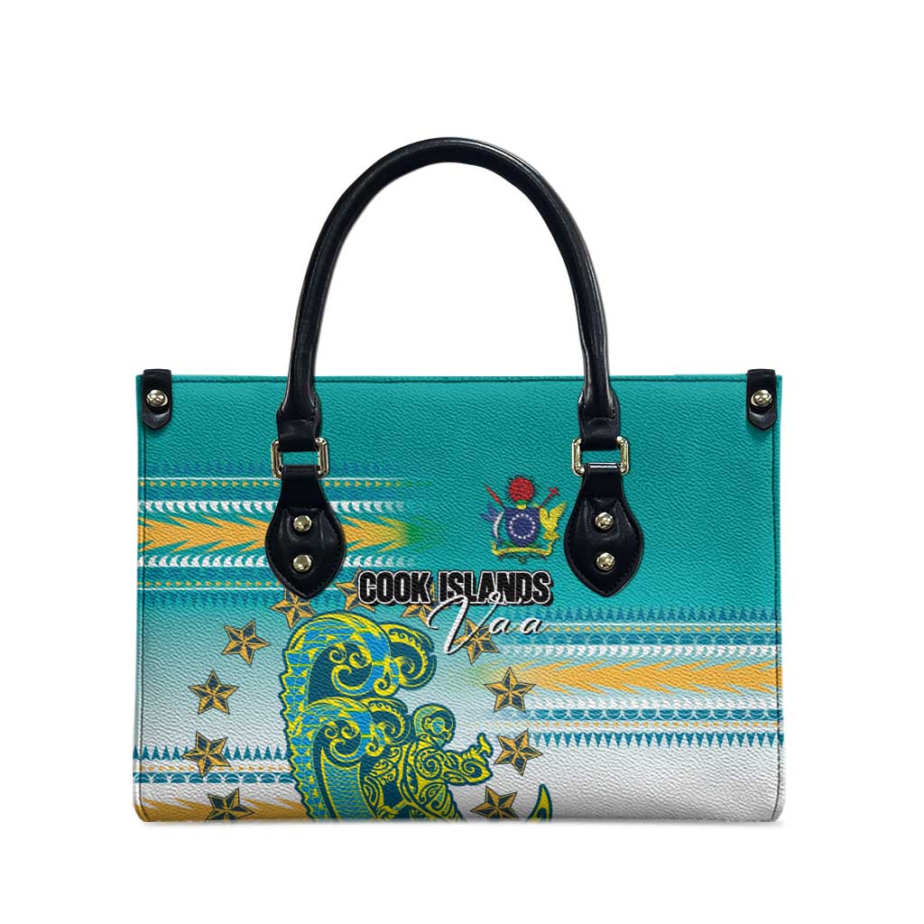 Cook Islands Va'a Race Leather Bag Te Tatau Tattoos Sporty Style Turquoise Color - Polynesian Pride