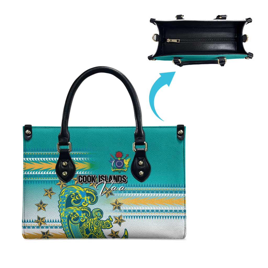 Cook Islands Va'a Race Leather Bag Te Tatau Tattoos Sporty Style Turquoise Color - Polynesian Pride