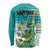 Personalised Cook Islands Va'a Race Long Sleeve Shirt Te Tatau Tattoos Sporty Style Turquoise Color - Polynesian Pride