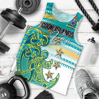 Personalised Cook Islands Va'a Race Men Tank Top Te Tatau Tattoos Sporty Style Turquoise Color - Polynesian Pride