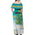 Personalised Cook Islands Va'a Race Off Shoulder Maxi Dress Te Tatau Tattoos Sporty Style Turquoise Color - Polynesian Pride