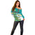 Personalised Cook Islands Va'a Race Off Shoulder Sweater Te Tatau Tattoos Sporty Style Turquoise Color - Polynesian Pride