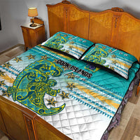 Cook Islands Va'a Race Quilt Bed Set Te Tatau Tattoos Sporty Style Turquoise Color - Polynesian Pride