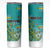 Personalised Cook Islands Va'a Race Skinny Tumbler Te Tatau Tattoos Sporty Style Turquoise Color - Polynesian Pride