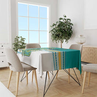 Cook Islands Va'a Race Tablecloth Te Tatau Tattoos Sporty Style Turquoise Color - Polynesian Pride