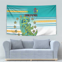 Cook Islands Va'a Race Tapestry Te Tatau Tattoos Sporty Style Turquoise Color - Polynesian Pride