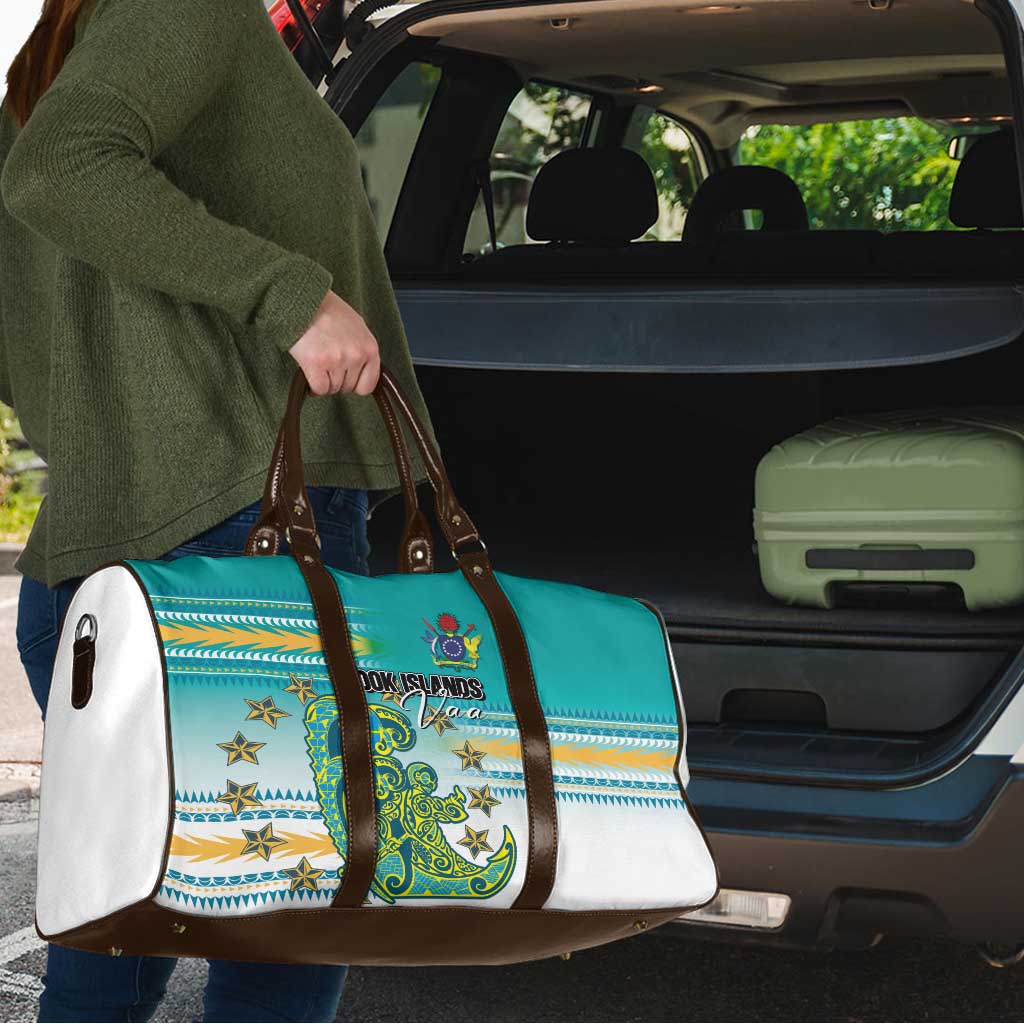 Cook Islands Va'a Race Travel Bag Te Tatau Tattoos Sporty Style Turquoise Color - Polynesian Pride