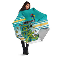 Cook Islands Va'a Race Umbrella Te Tatau Tattoos Sporty Style Turquoise Color - Polynesian Pride