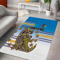 Cook Islands Va'a Race Area Rug Te Tatau Tattoos Sporty Style Glory Blue Color - Polynesian Pride