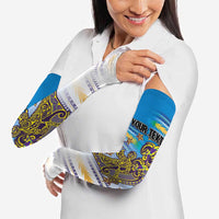 Personalised Cook Islands Va'a Race Arm Sleeves Te Tatau Tattoos Sporty Style Glory Blue Color - Polynesian Pride