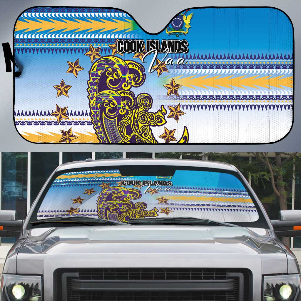 Cook Islands Va'a Race Auto Sun Shade Te Tatau Tattoos Sporty Style Glory Blue Color - Polynesian Pride