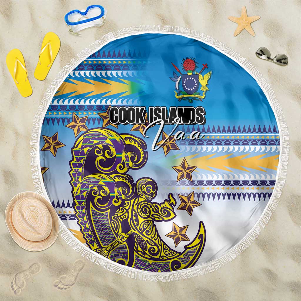 Cook Islands Va'a Race Beach Blanket Te Tatau Tattoos Sporty Style Glory Blue Color - Polynesian Pride
