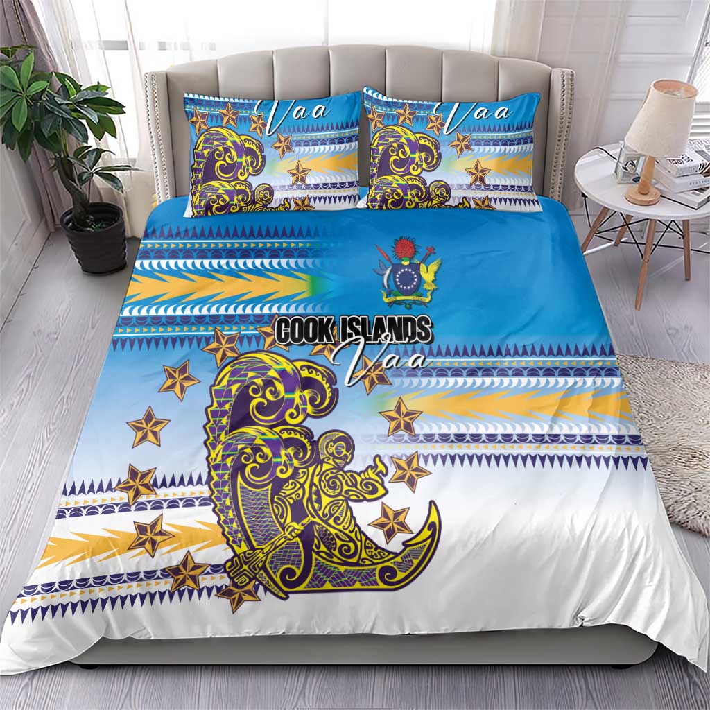Cook Islands Va'a Race Bedding Set Te Tatau Tattoos Sporty Style Glory Blue Color - Polynesian Pride