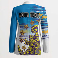 Personalised Cook Islands Va'a Race Blazer Te Tatau Tattoos Sporty Style Glory Blue Color - Polynesian Pride