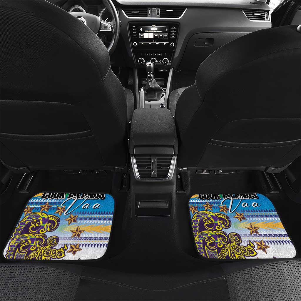 Personalised Cook Islands Va'a Race Car Mats Te Tatau Tattoos Sporty Style Glory Blue Color - Polynesian Pride