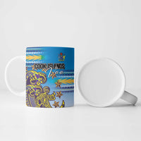 Personalised Cook Islands Va'a Race Ceramic Mug Te Tatau Tattoos Sporty Style Glory Blue Color - Polynesian Pride
