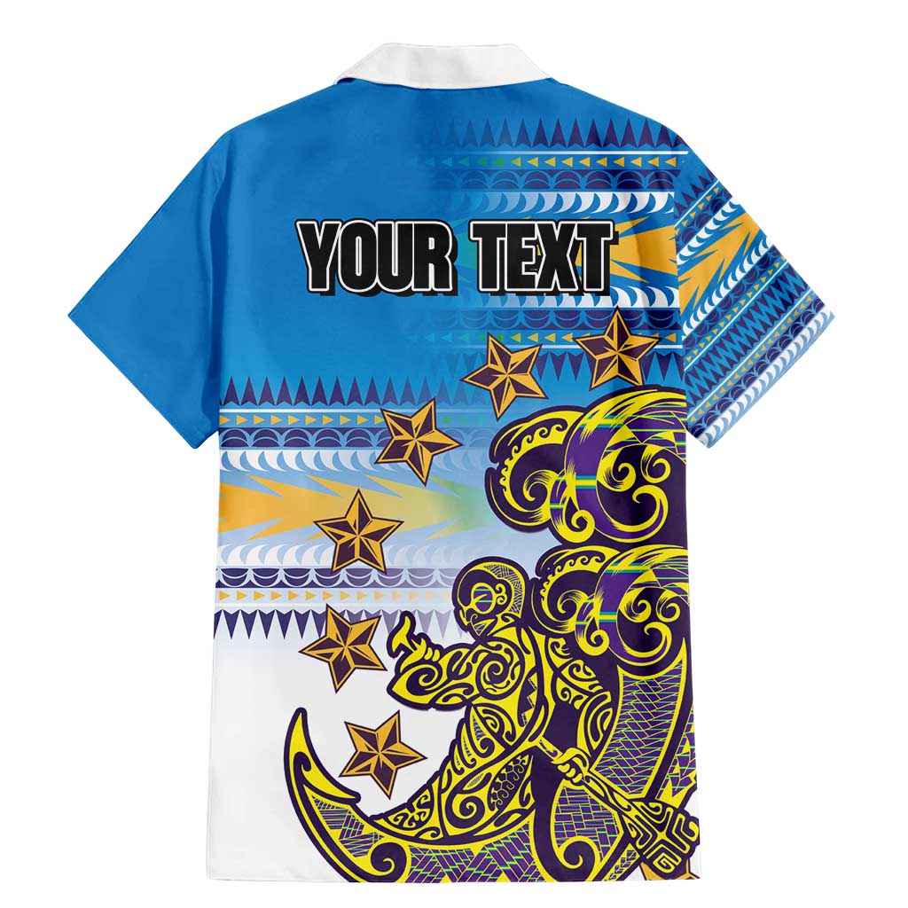 Personalised Cook Islands Va'a Race Family Matching Mermaid Dress and Hawaiian Shirt Te Tatau Tattoos Sporty Style Glory Blue Color - Polynesian Pride