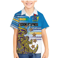 Personalised Cook Islands Va'a Race Family Matching Mermaid Dress and Hawaiian Shirt Te Tatau Tattoos Sporty Style Glory Blue Color - Polynesian Pride