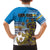 Personalised Cook Islands Va'a Race Family Matching Off The Shoulder Long Sleeve Dress and Hawaiian Shirt Te Tatau Tattoos Sporty Style Glory Blue Color - Polynesian Pride