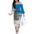 Personalised Cook Islands Va'a Race Family Matching Off The Shoulder Long Sleeve Dress and Hawaiian Shirt Te Tatau Tattoos Sporty Style Glory Blue Color - Polynesian Pride
