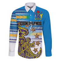 Personalised Cook Islands Va'a Race Family Matching Off Shoulder Short Dress and Hawaiian Shirt Te Tatau Tattoos Sporty Style Glory Blue Color - Polynesian Pride