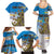 Personalised Cook Islands Va'a Race Family Matching Summer Maxi Dress and Hawaiian Shirt Te Tatau Tattoos Sporty Style Glory Blue Color - Polynesian Pride