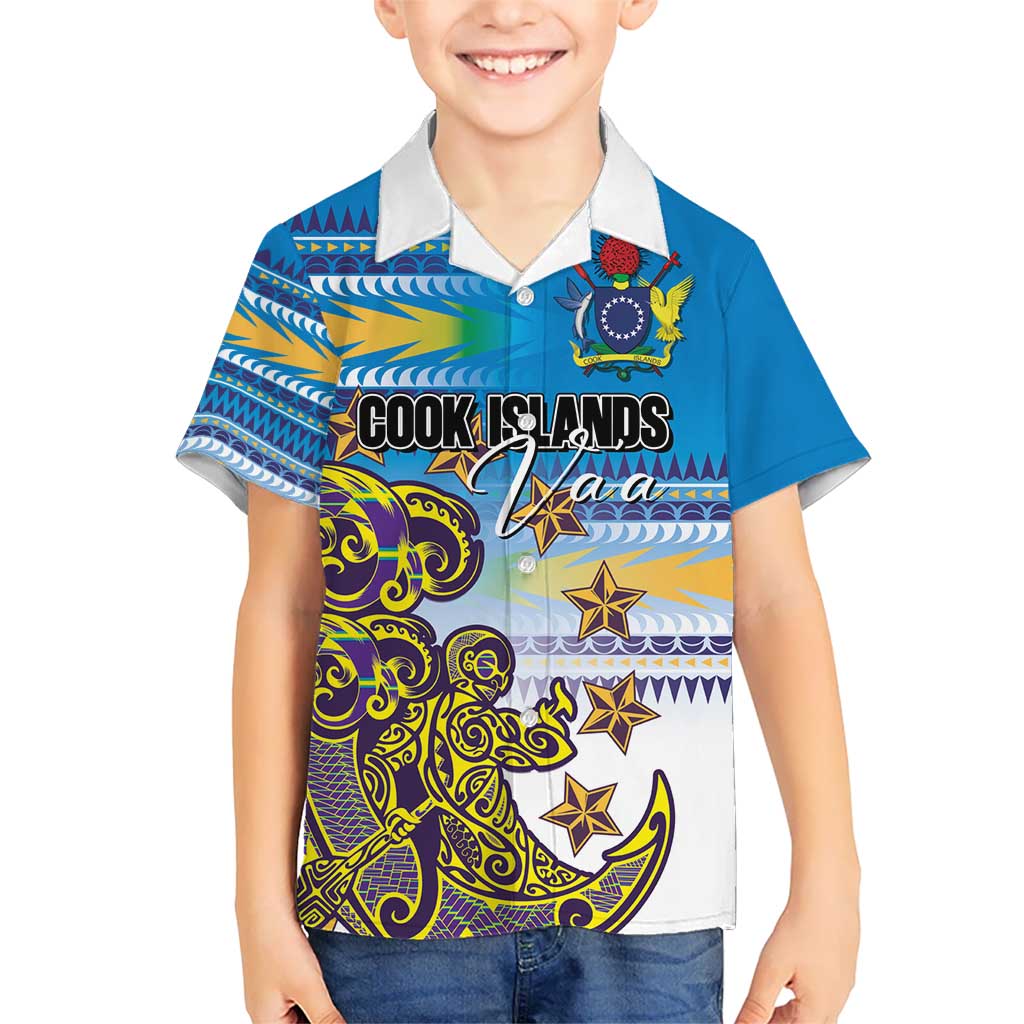 Personalised Cook Islands Va'a Race Hawaiian Shirt Te Tatau Tattoos Sporty Style Glory Blue Color - Polynesian Pride